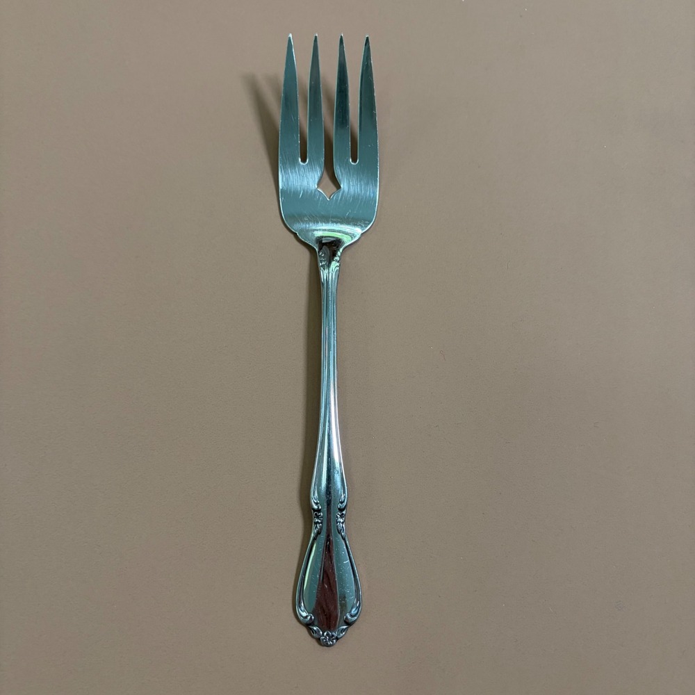 Oneida Chateau Cold Meat Serving Fork Stainless Steel Floral Scroll Canada 8.5in